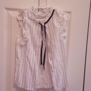 White strip shirt and black skirt